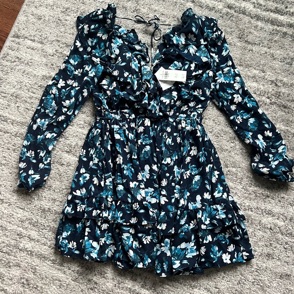 Abercrombie long sleeve ruffle mini dress